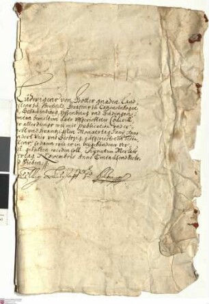 Kodizill zum Testament Landgraf Ludwigs VI. von Hessen-Darmstadt