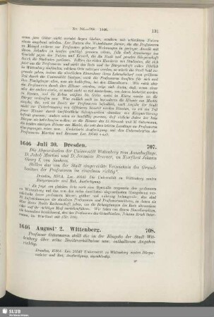 707. 1646, Juli 30. Dresden