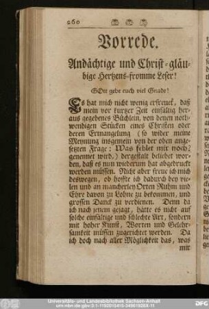 Vorrede. Andächtige und Christ-gläubige Herzens-fromme Leser!