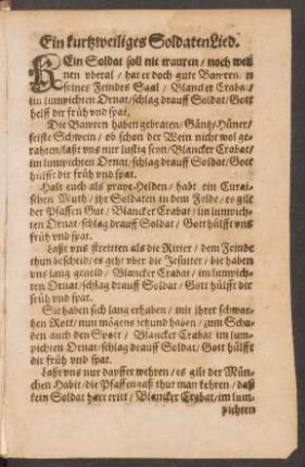 Ein kurtzweiliges SoldatenLied.
