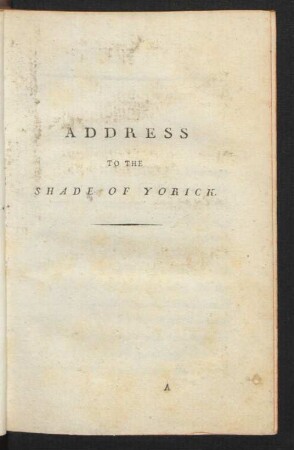 Address To The Shade Of Yorick