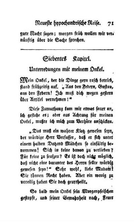 Siebentes Kapitel. Unterredungen mit meinem Onkel