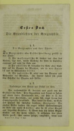 Erstes Buch. Die Grundlehren der Geographie