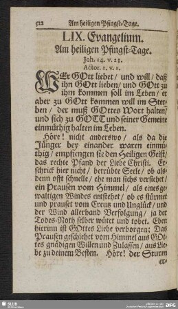 LIX. Evangelium. Am heiligen Pfingst-Tage