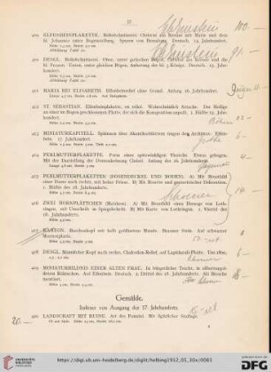 Gemälde. Italiener von Ausgang des 17. Jahrhunderts (Nr. 420-429)