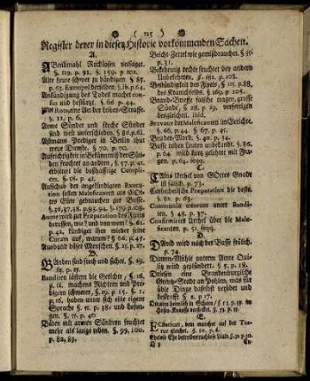 Register derer in dieser Historie vorkommenden Sachen