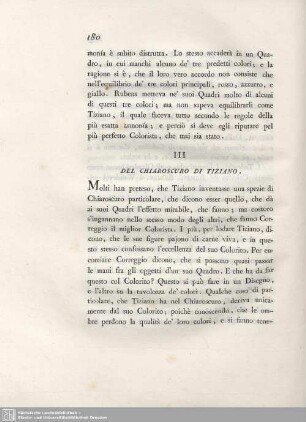 III. Del Chiaroscuro Di Tiziano.