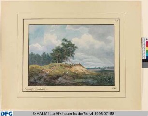 Landschaft mit Föhren und Ziegenhirten