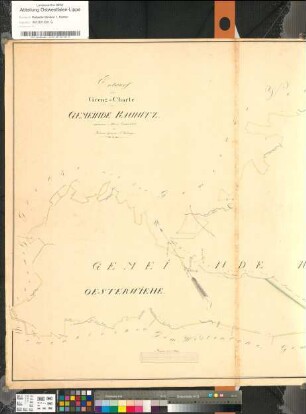 Entwurf der Grenzkarte der Katastergemeinde Kaunitz (mit den Untergemeinden Liemke und Österwiehe bzw. Oesterwiehe)
