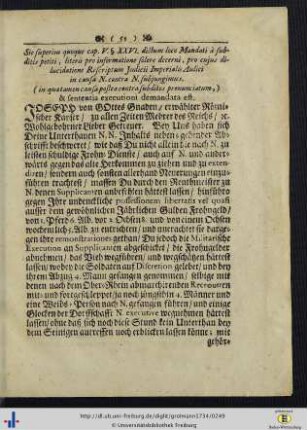 JOSEPH von Gottes Gnaden, erwählter Römischer Kayser ...