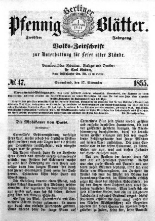 No. 47, Sonnabend, den 17. November