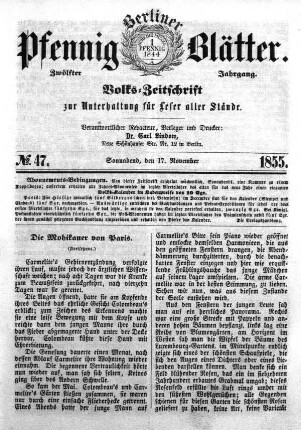 No. 47, Sonnabend, den 17. November