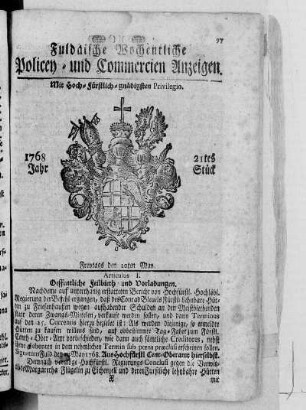 21tes Stück, Ausgabe vom 20. May 1768