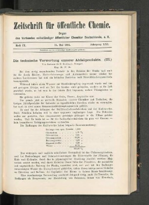 Heft IX. 15. Mai 1915.