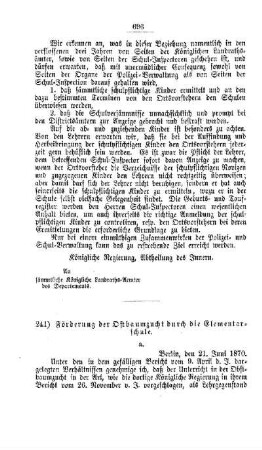 Förderung der Obstbaumzucht durch die Elementarschule : [V. Elementarschulwesen]