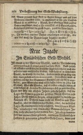 Neue Zugabe Im Einländischen Geld-Wechsel