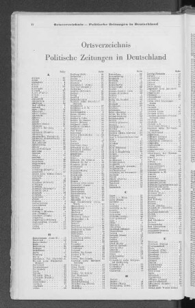 Ortsverzeichnis Politische Zeitungen in Deutschland