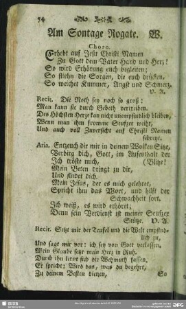 Am Sontage Rogate. W.