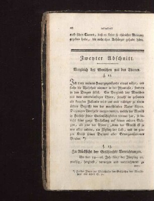 Zweyter Abschnitt. Vergleich des Menschen mit den Thieren
