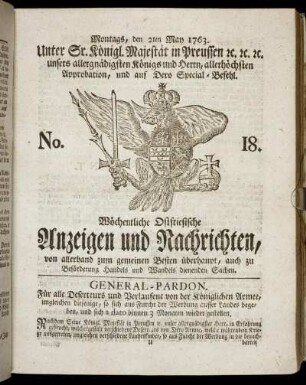 No. 18. Montags, den 2ten May 1763.