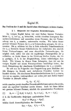 Kapitel IV.: Das Problem der A und die Jacobi'schen Gleichungen sechsten Grades.