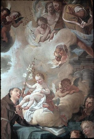 Der heilige Antonius von Padua, das Christuskind verehrend