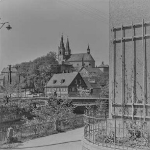 Schirgiswalde : Schirgiswalde. Ortsansicht. Blick zur Barockkirche St. Mariä Himmelfahrt