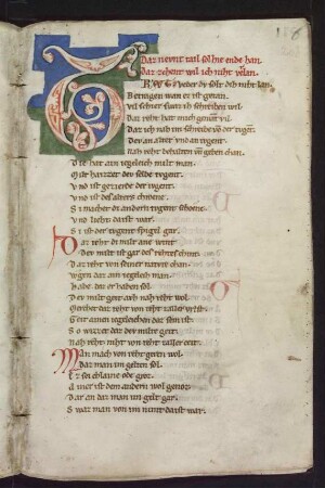 D-Initiale; Spaltleisteninitiale, Ranke als Ablaufmotiv; (Buch 10)