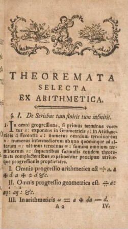 Theoremata selecta. Ex arithmetica.