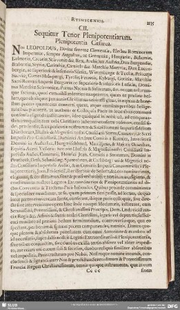 CII. Sequitur Tenor Plenipotentiarum. Plenipotentia Caesarea
