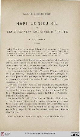 3.Ser. 4.1893: Hapi, le dieu Nil et les monnaies romaines d'Égypte