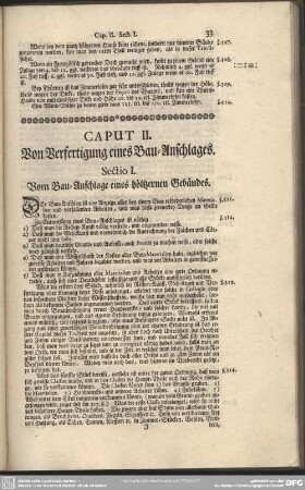 Caput II. Von Verfertigung eines Bau-Anschlages
