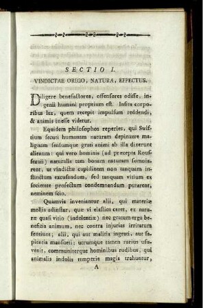 Sectio I. Vindictae Origo, Natura, Effectus