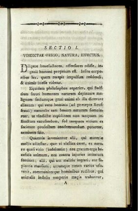 Sectio I. Vindictae Origo, Natura, Effectus