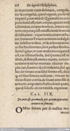 Cap. IIX. De arte quomodo per artem operatur natura i femine.