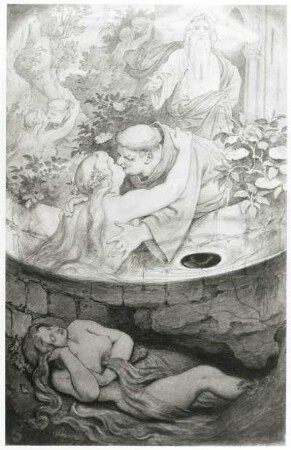Illustration zu Eduard Mörike "Historie von der schönen Lau" : Illustration zu Eduard Mörike "Historie von der schönen Lau". Aquarell; 366 x 235 mm (vor 1871; M. von Schwind). Dresden: Kupferstich-Kabinett C 1945-21