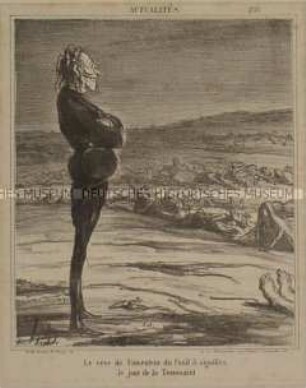 Actualités (213). Le rève de l'inventeur du fusil à aiguilles (Der Traum des Erfinders des Zündnadelgewehres) - Karikatur in "Le Charivari"