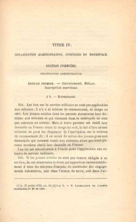 Titre IV. Organisation administrative, judiciaire et municipale