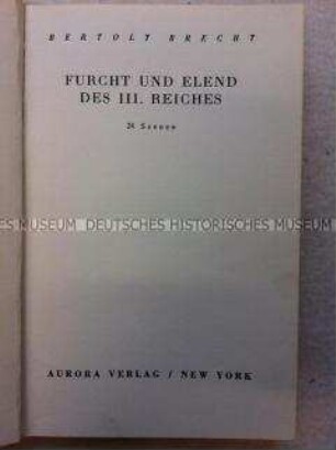 Erstausgabe von Furcht und Elend von Bertolt Brecht