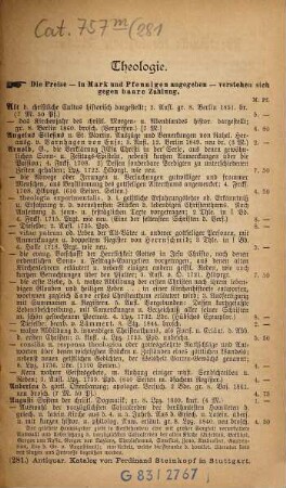 Antiquarischer Katalog von Ferdinand Steinkopf in Stuttgart. 281. 1881
