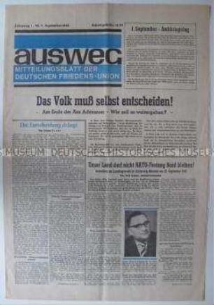 Monatszeitung der Deutschen Friedens-Union u.a. zur bevorstehenden Landtagswahl in Schleswig-Holstein