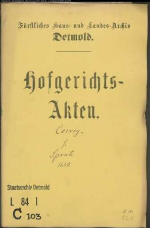 Corvey, Anton gegen Hermann Sprute und Consort.