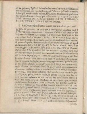 II. An Deus rectè dicatur Causa per accidens peccati?