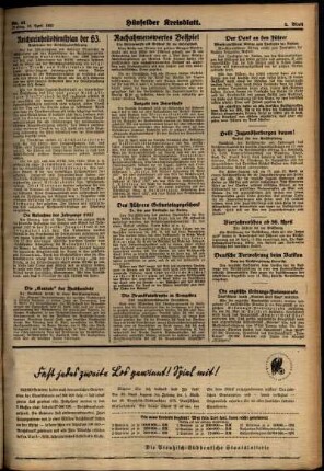 Zweite Ausgabe vom Freitag, den 16. April 1937.