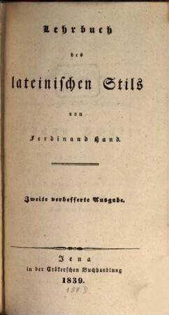 Lehrbuch des lateinischen Stils