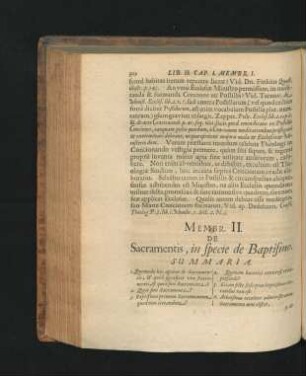 Membr. II. De Sacramentis, in specie de Baptismo.