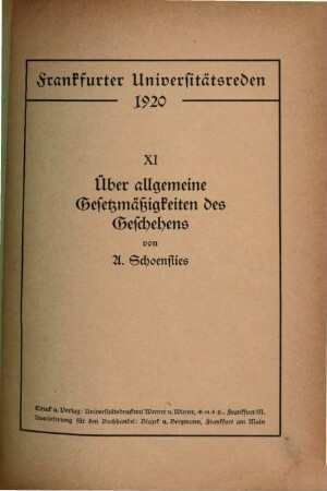 Über allgemeine Gesetzmäßigkeiten des Geschehens