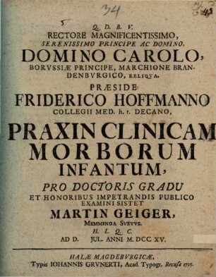 Praxis clinica morborum infantium