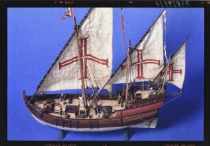 Vollmodell einer portugiesischen Karavelle von ca. 1450, Maßstab 1:50