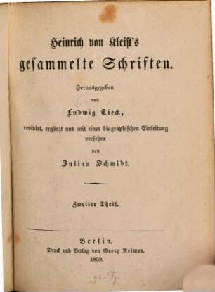 Heinrich von Kleists gesammelte Schriften, 2